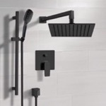 Remer SFR56 Matte Black Shower Set With Rain Shower Head and Hand Shower